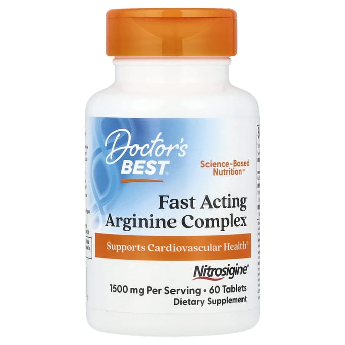 Doctor's Best, Snelwerkend Arginine Complex, 1.500 mg, 60 Tabletten (750 mg per tablet)