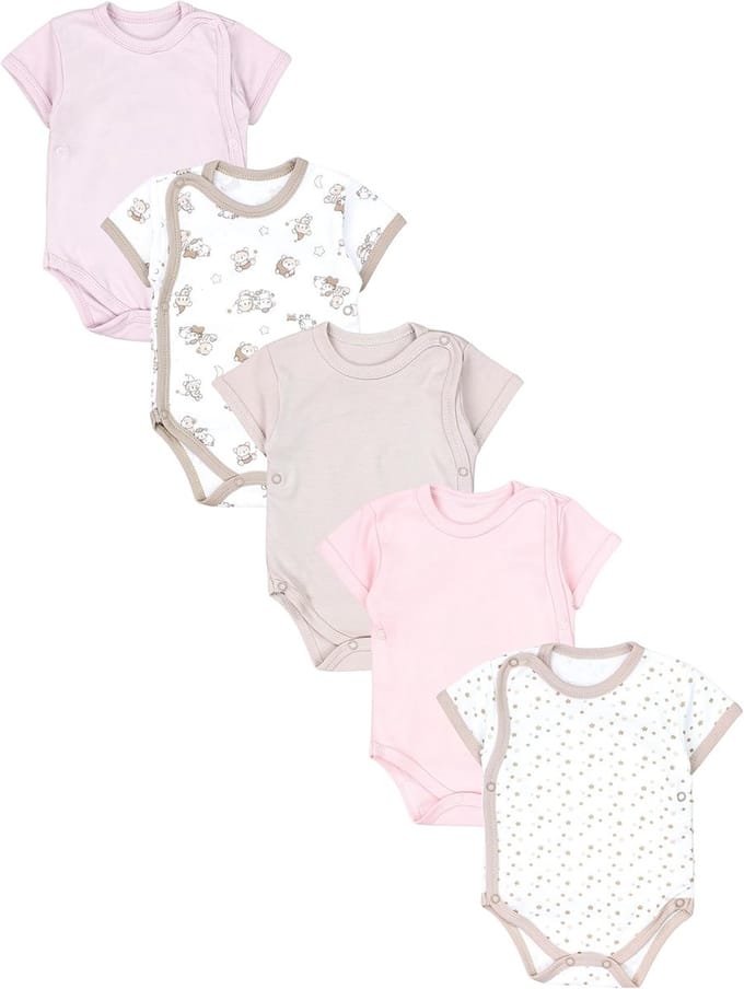 Baby Meisjes Rompers - Kleding Set - Dagelijks Gebruik - Praktische Drukknopen - Set van 5 - Multicolor