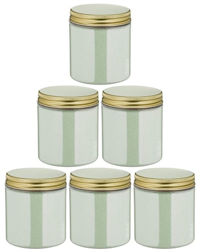 Scrubzout Dennen - 300 gram - Pot met gouden deksel - set van 6 stuks - Hydraterende Lichaamsscrub