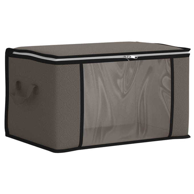 vidaXL - opbergdoos - met - doorzichtige - zijkant - Grijs - 43 - x - 34 - x - 23 - cm