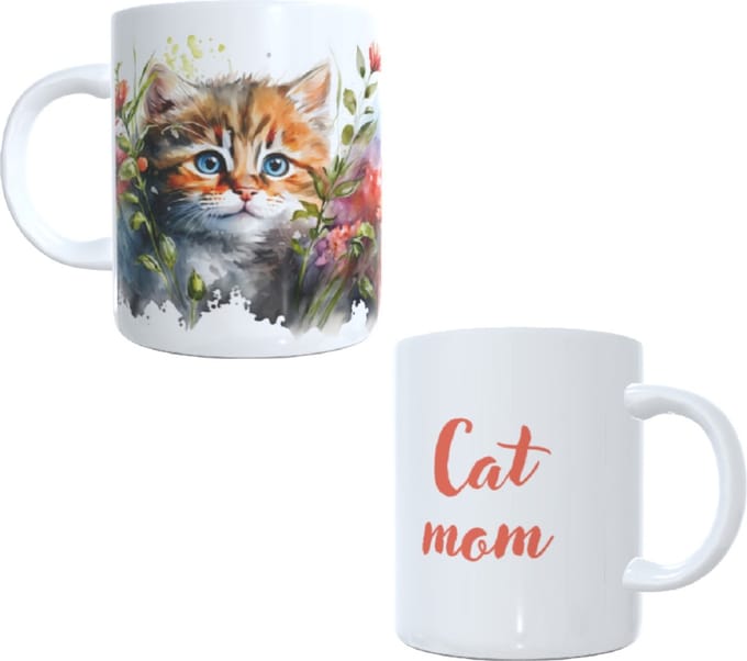 Bedrukte koffie beker - thee mok - cat mom - afbeelding poes - kat