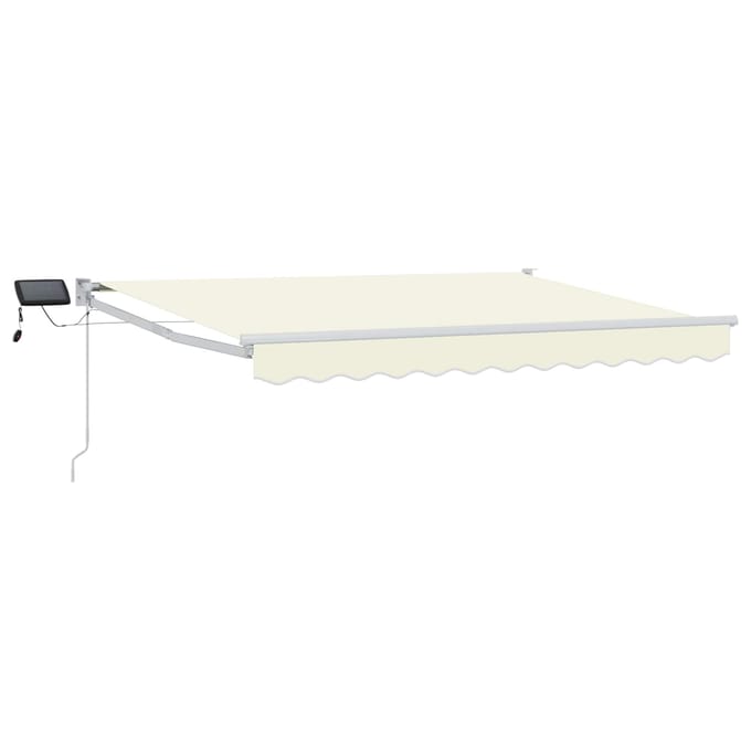 vidaXL - Handbediende - luifel - met - LED's - Crème - en - Wit - 3,5 - x - 2 - m