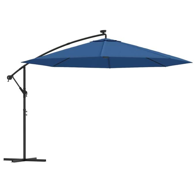 vidaXL - Zweefparasol - met - LED-verlichting - 350 - cm - azuurblauw