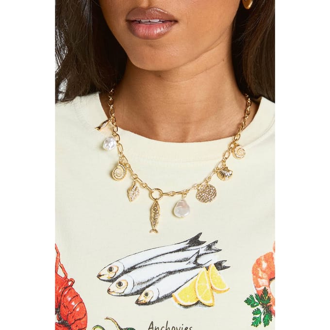 boohoo Dames Oceaan Hanger Bedel Ketting | Goud