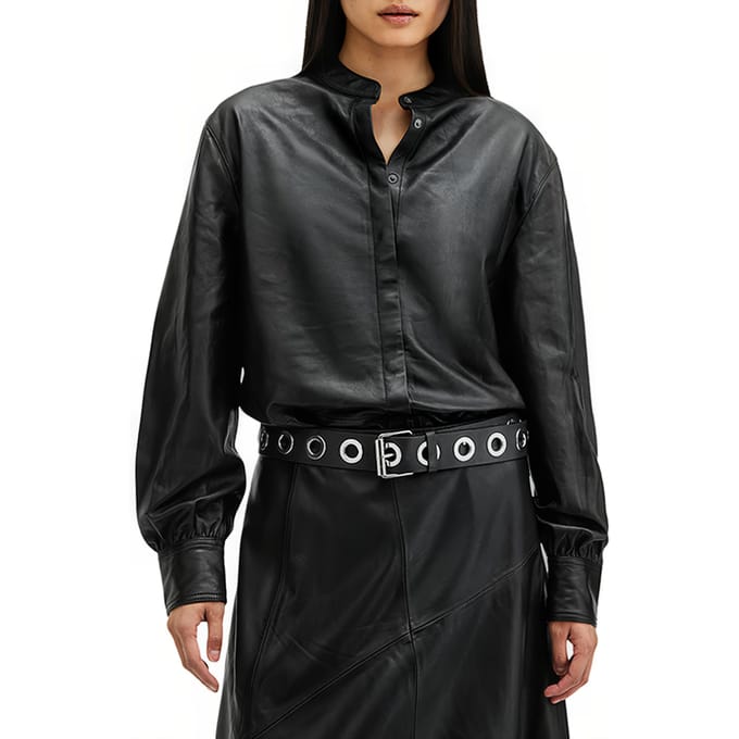 AllSaints Sara Leather Shirt Black Taglia: M | Magliette intime Outlet | Donna | Nero