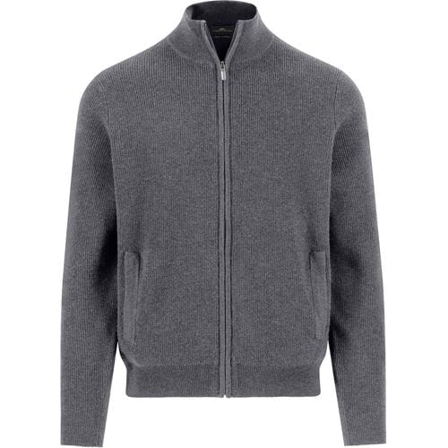 Fynch-Hatton Vest Zip Stand-Up Collar Subtle Structure Knit Merino Cashmere Steel / male
