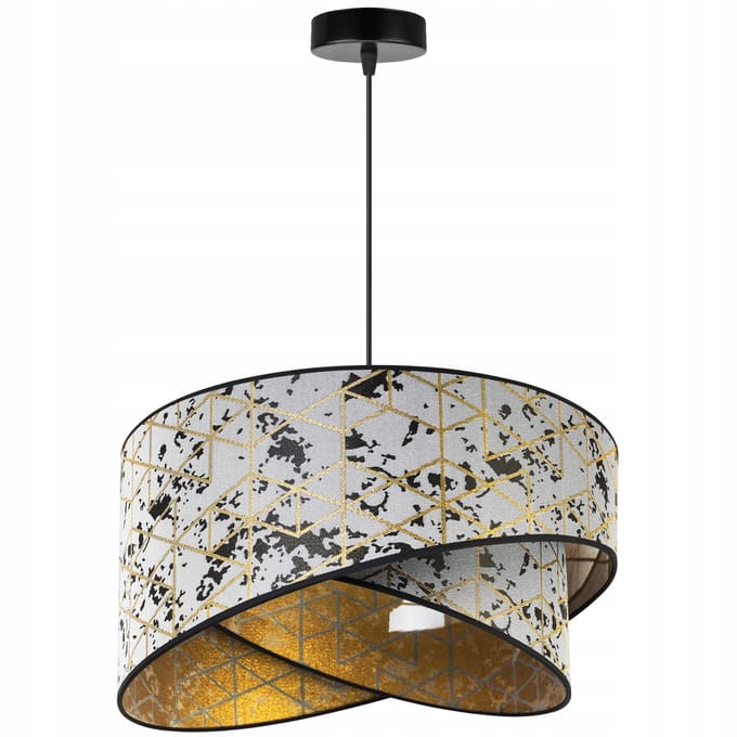 Light Home WERONA - Hanglamp 1-Lichts - Stoffen Kap Ø45 cm Grijs/Goud