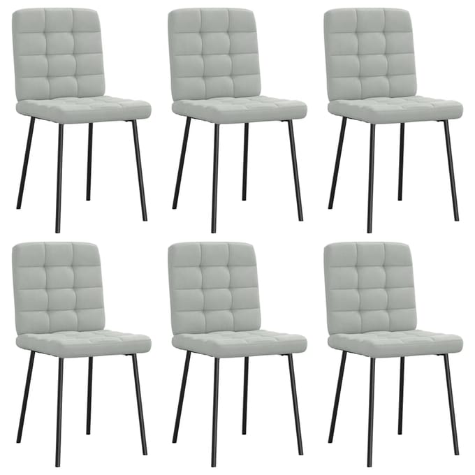 vidaXL Eetkamerstoelen 6 st fluweel lichtgrijs