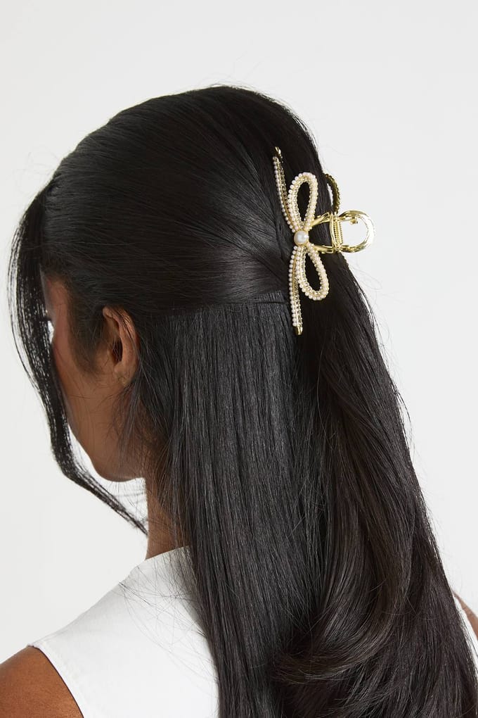 boohoo Dames Haarclip Met Strassteentjes En Pareldetail | Goud