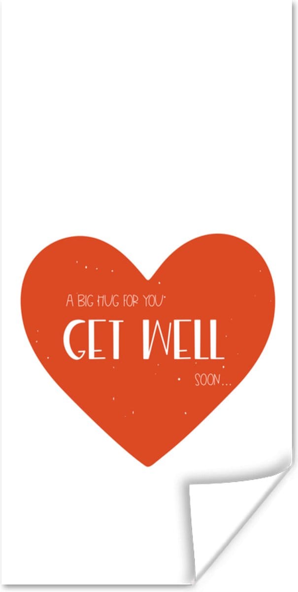 Poster Get well soon - Quotes - Hartje - Knuffel - 20x40 cm