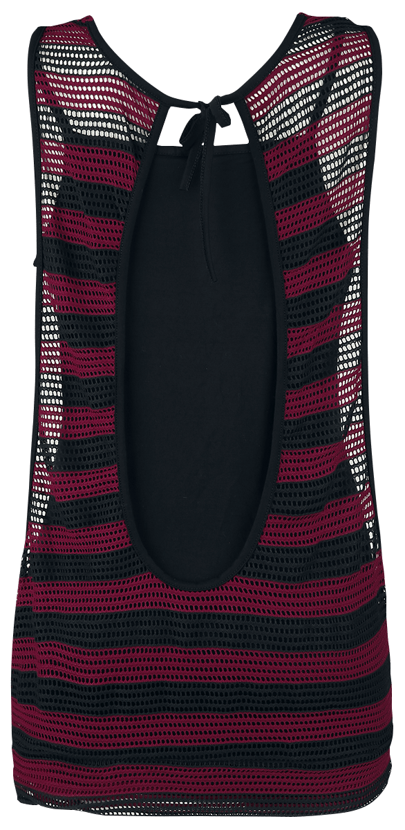 R.E.D. by EMP Top - 2 in 1 Double Layer Stripe Mesh Top - S tot XXL - voor Vrouwen - zwart-rood