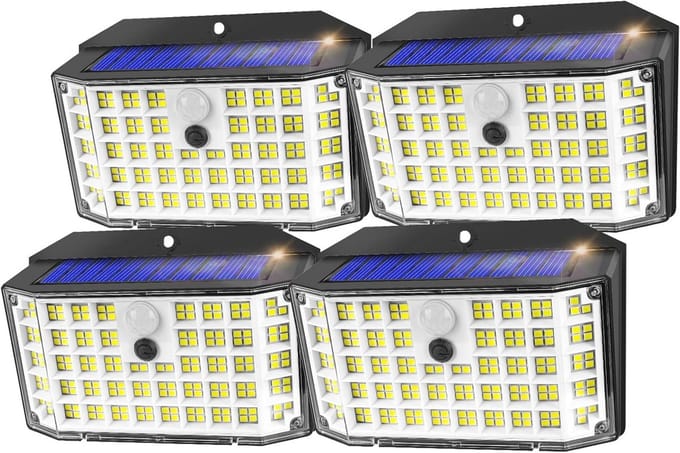 Zonne-energie Buitenlamp met Bewegingssensor - 176 LED, 270 Graden, IP65, 3 Modi