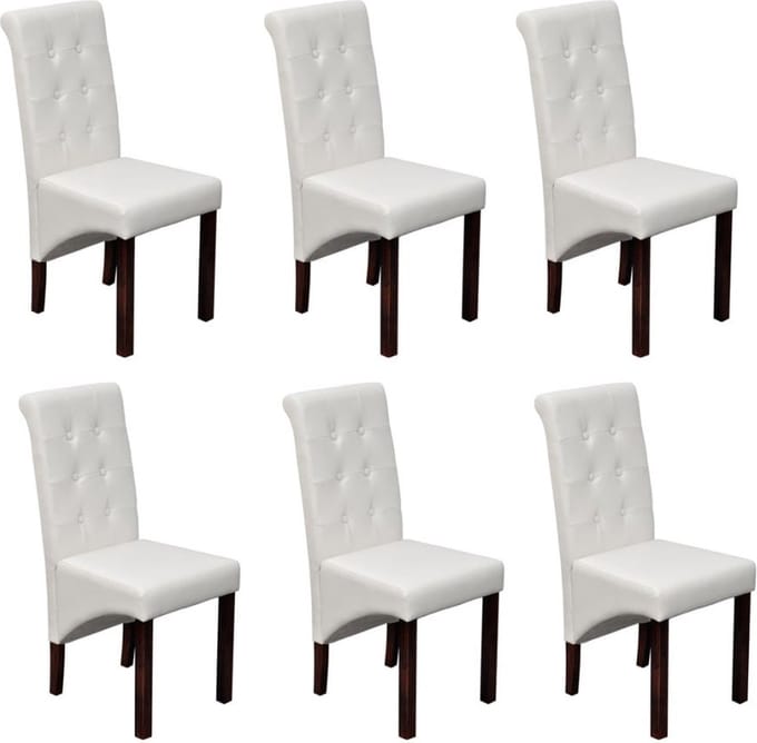 Medina Eetkamerstoelen 6 st kunstleer wit
