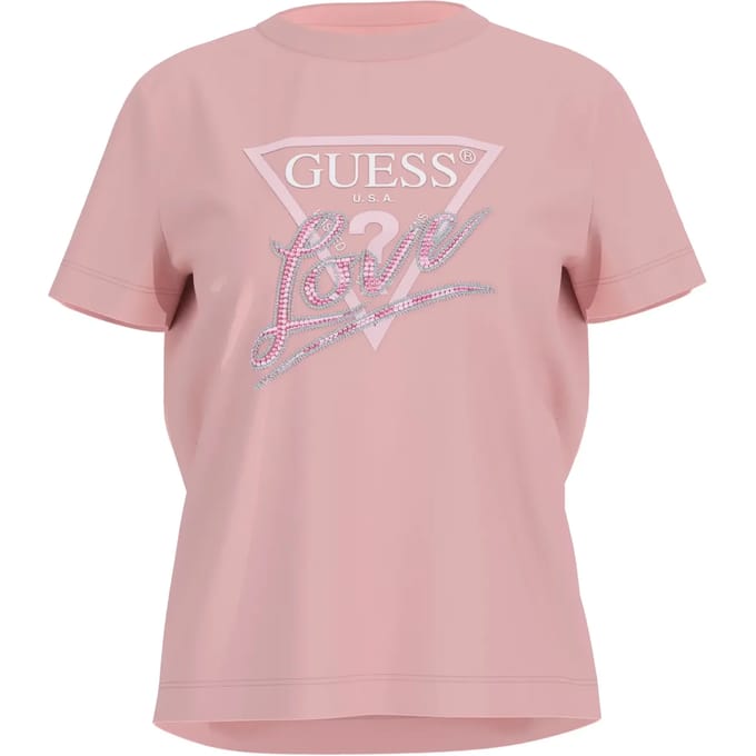 GUESS Cn Ss Love Triangle Pure White size L | Shirts Outlet | Women | White