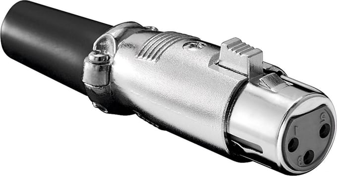 Goobay Microfoonkoppeling, 3 Pin, Zilverkleurige metalen behuizing met vergulde contacten, zilveren