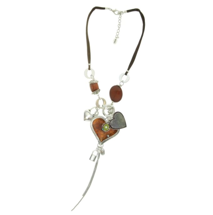 Behave - Korte ketting - Hartvormige hangers met kristallen - 45 cm