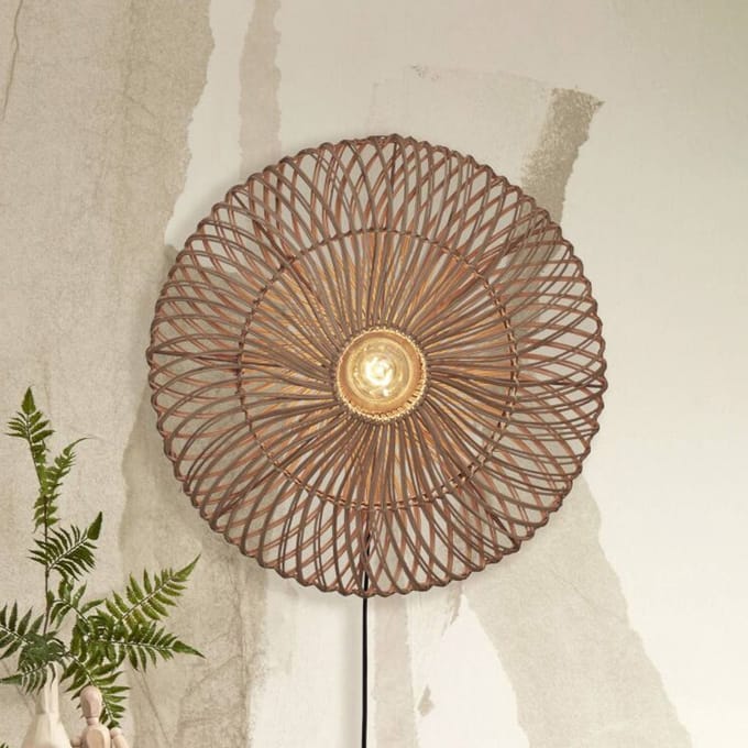 GOOD&MOJO Wandlamp Zanzibar - Rotan - Ø55cm - Binnen Modern