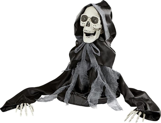 Halloween decoratie bewegende Magere Hein 50 cm met licht en geluid