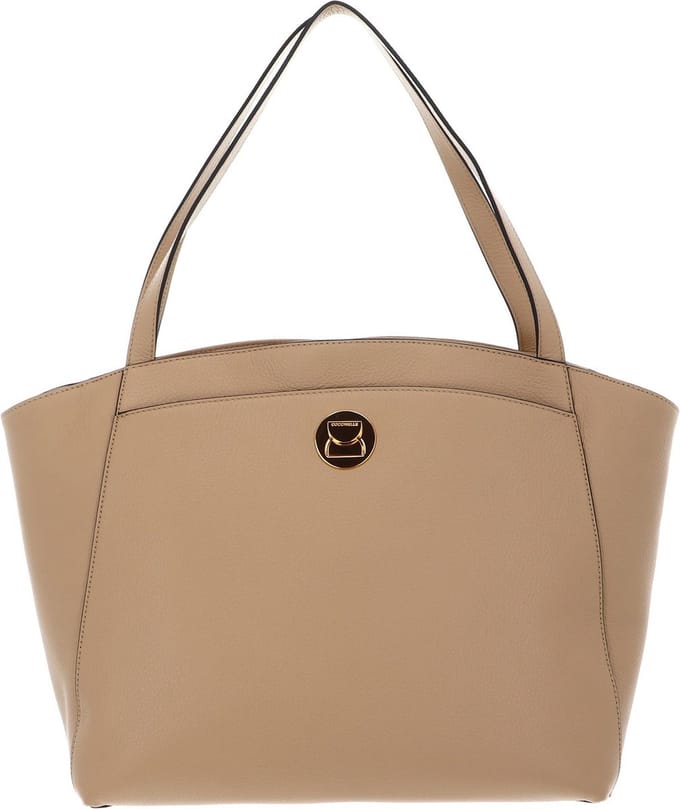 COCCINELLE Leren Shopper Schoudertas Liya Handbag Grained Leather Fresh Beige