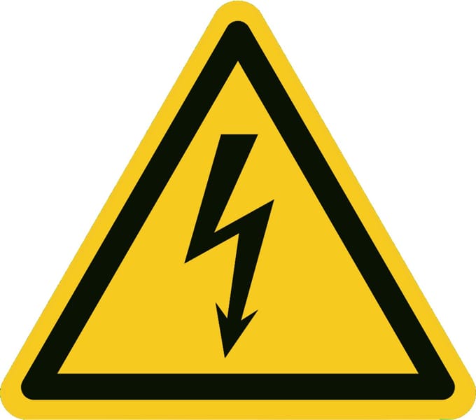 Elektriciteitsgevaar sticker 200x200 mm - vinyl - ISO 7010 W012