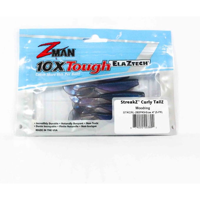 Zman Zacht kunstaas StreakZ Curly TailZ 4 Inch 5/Pack Mood Ring (3892) white