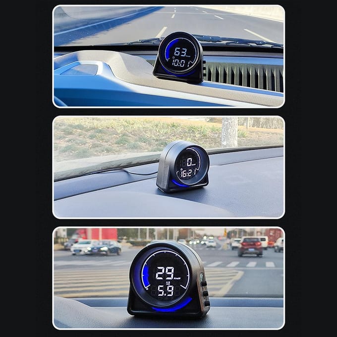 Multifunctionele auto head-up display GPS digitale snelheidsmeter KMHMPH met LED-display overtoerentalalarm zwart