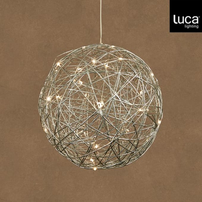 Bal hangend zilver warm wit bo en timer - d30cm