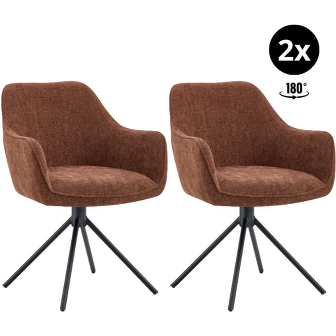 Multifurn Eetkamerstoel bo burgundy draaibaar (set van 2)