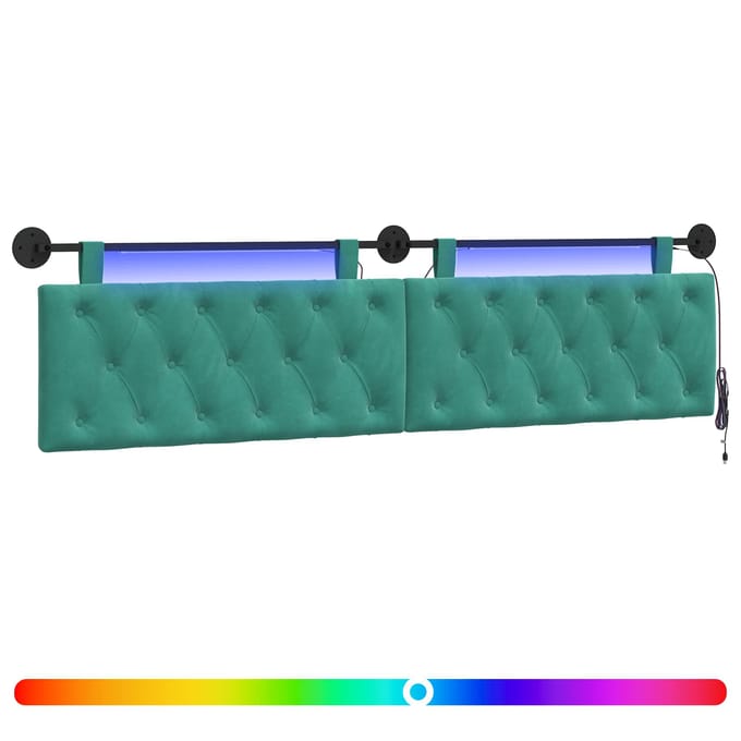 vidaXL - Hangend - hoofdbord - Met - LED-verlichting - Turquoise - Fluweel