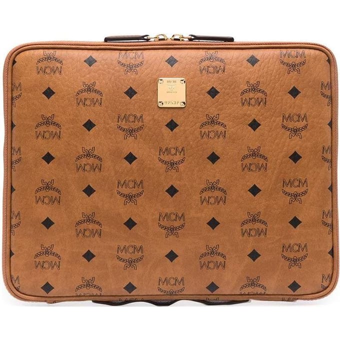MCM Aren Ritssluiting Kunstleer Clutch Tas Medium Unisex Clutch Tas Bruin Cognac MXEAAVI03CO001 Basic Set (Bag+Dust Bag) brown