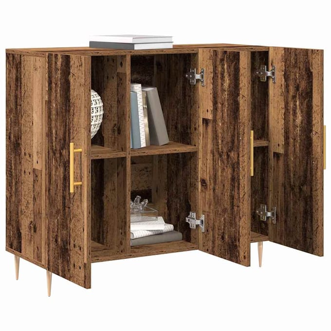 vidaXL - Dressoir - Oudhout - 90 - x - 34 - x - 80 - cm - Bewerkt - hout