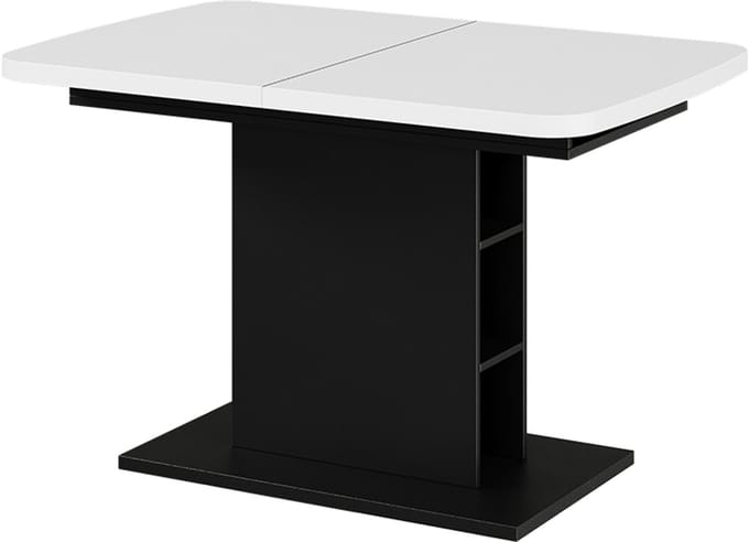 Vicco Eettafel Fenaro, Wit/Zwart, 120-160 x 80 cm met open compartimenten