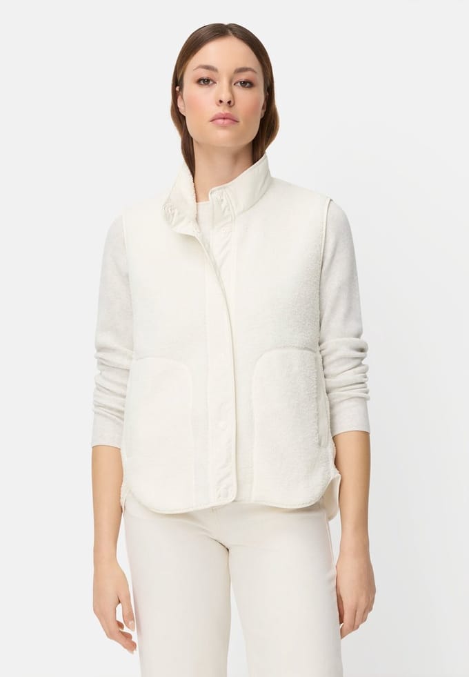 camel active Teddyvest met opstaande kraag - Maat womenswear-44 - Melkwit