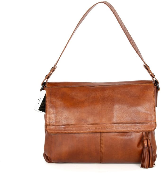 Leren Laptop Schoudertas - 13.3 inch - Lorin - Brandy Cognac