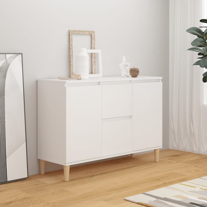 vidaXL - Dressoir - 101x35x70 - cm - bewerkt - hout - wit
