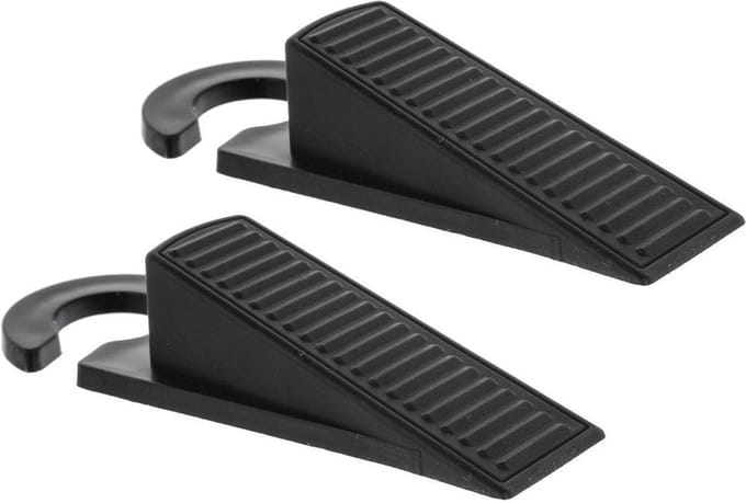 5Five 2x stuks deurstoppers/deurwiggen - zwart - 12,5 x 4 cm - kunststof - Deurwig - Deurstopper