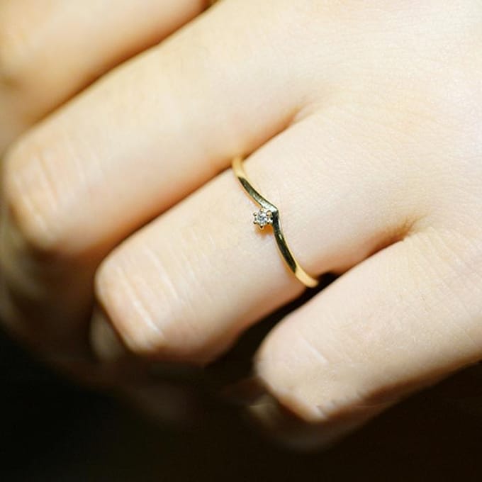 Bague Diamant Plaqué Or 18k Nouveauté Vente Flash Wish No. 10 beige