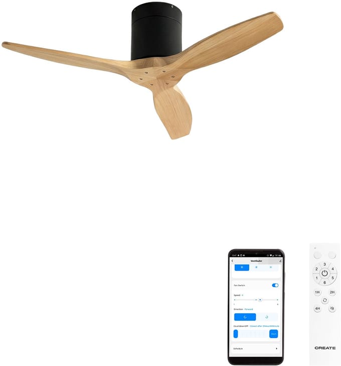 CREATE - Stille 40W plafondventilator met technische ABS bladen in verschillende maten - S - Geen licht - WIFI - WIND CALM