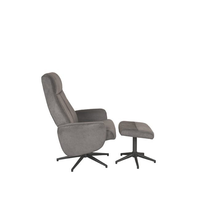 LABEL51 Bergen Fauteuil - Grijs - Velvet - Incl. Hocker - - - Met Armleuning