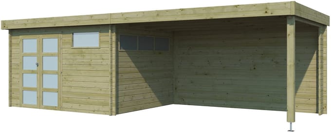 Woodlands Blokhut Modern met Overkapping Geïmpregneerd 755 x 295 cm