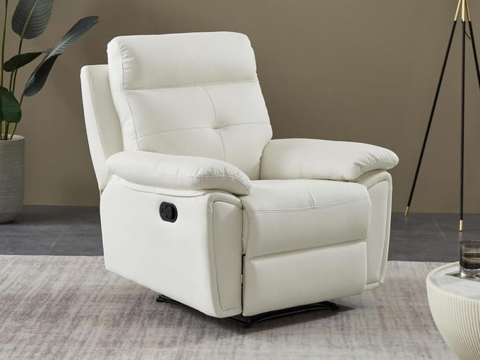 Vente-unique Relaxfauteuil van wit leer VINETA