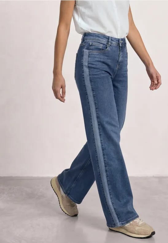 Wide Leg jeans met Loose Fit-pasvorm en galonstrepen