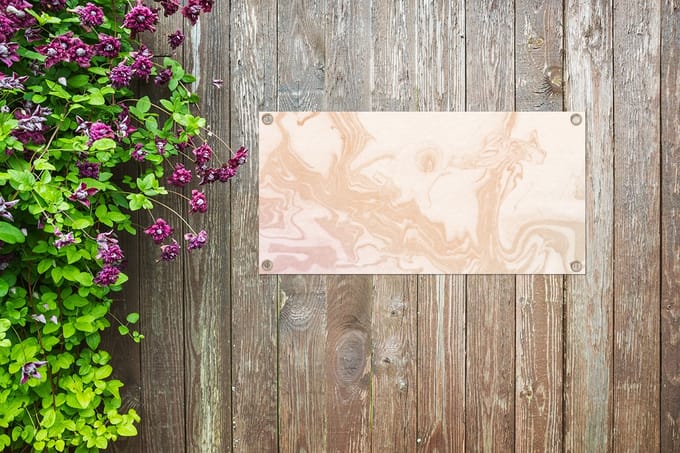 Tuinposter Marmer - Roze - Lijn - 60x30 cm - Tuindoek