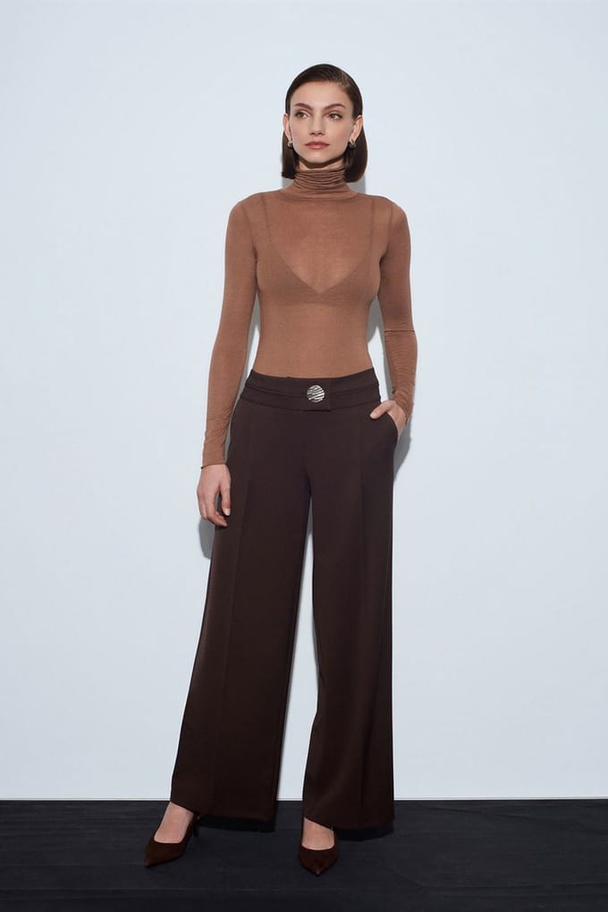 Hoge Taille Wijde Pijpen Crepe Broek