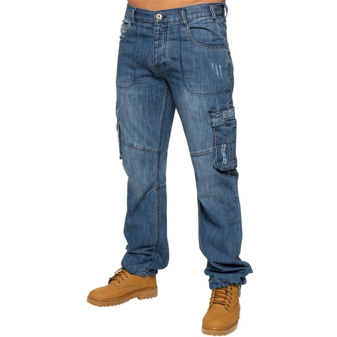 Enzo | Heren Combat Denim Jeans - Blauw