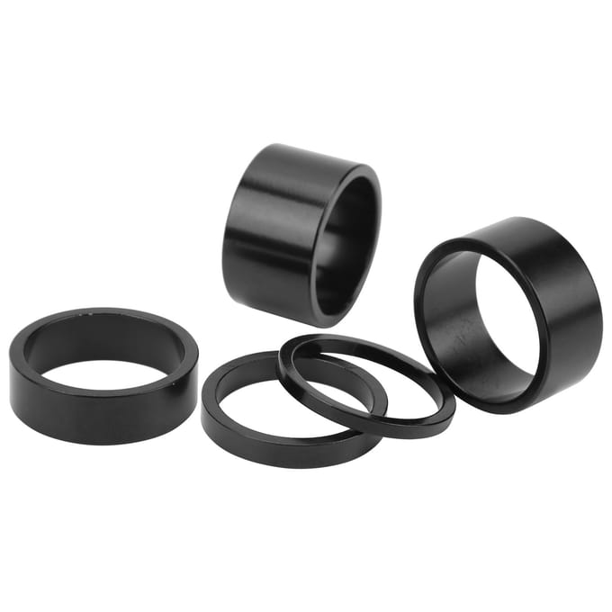 5 stuks/set Fiets Voorvork Onderlegring Mountainbike Aluminium Headset Spacer Vork Onderlegring black