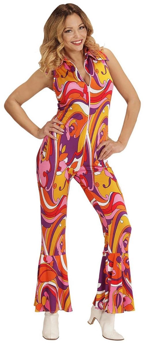 Groovy Geralda 70s Dames Jumpsuit, Orchidee - Vrouw