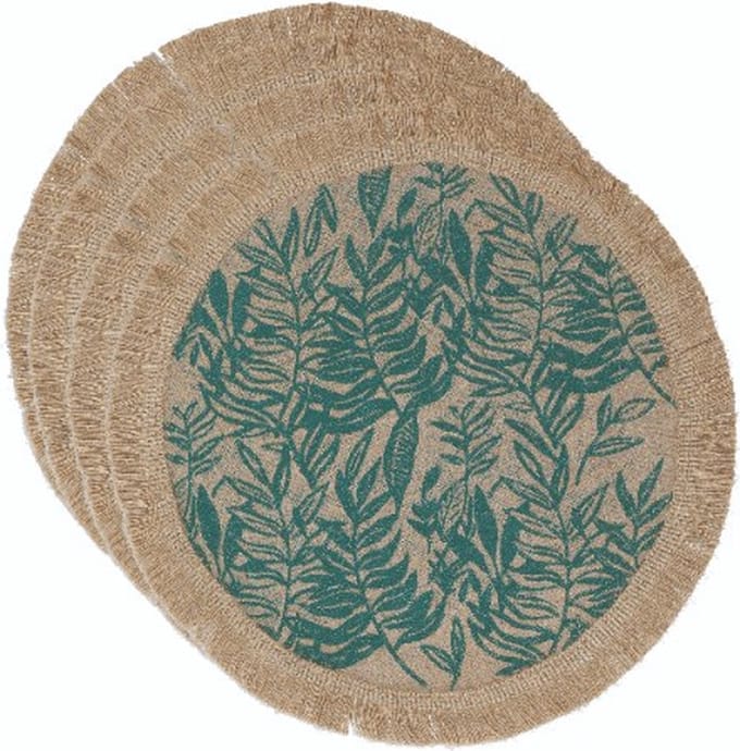 Placemats, Set van 4 Stuks, Geweven, Groene Bladeren, 42 cm - Creative Tops