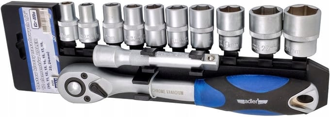 Adler Dop 1/2" 10-19mm & Ratel - 12 Delig Gereedschapset