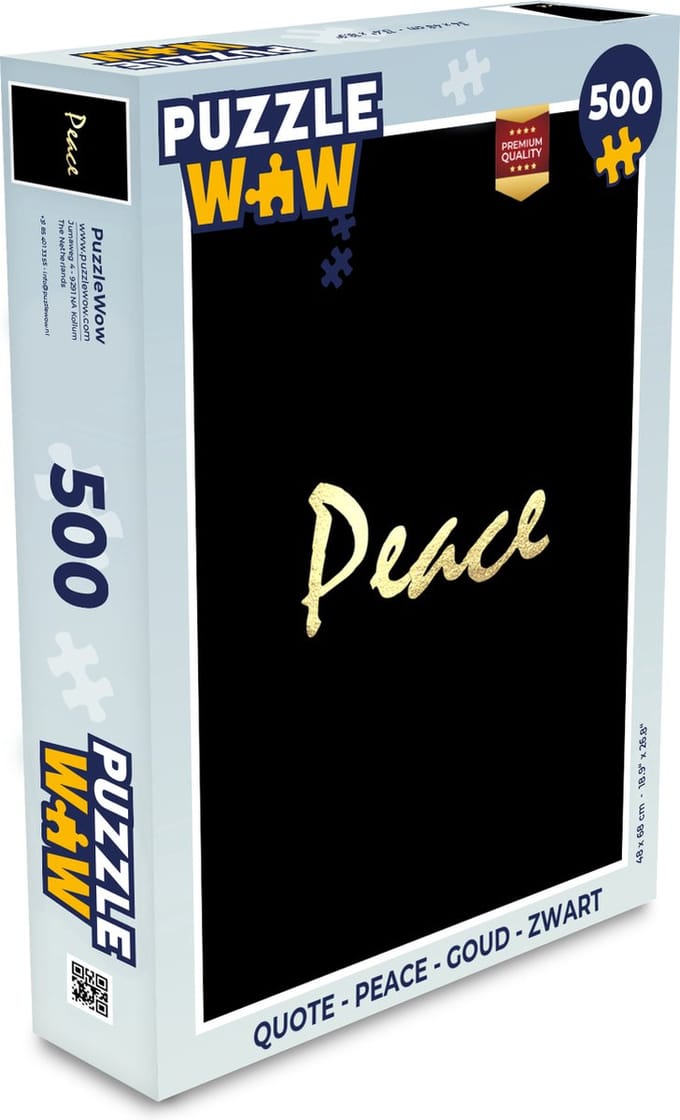 Puzzel Quote - Peace - Goud - Zwart - Legpuzzel - Puzzel 500 stukjes